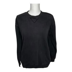 Anine Bing Washed Black Tonal Embroidered AB Sweatshirt Small